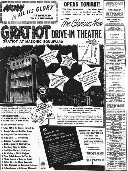 Gratiot Drive-In Theatre - Gratiot Grand-Opening Ad 4-30-48 From Michigandriveins